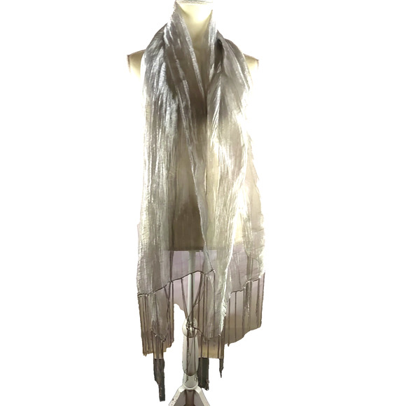 Collection XIIX Women's Shimmer Metallic Evening Wrap Scarf 72 X 20 Fringe - Picture 8 of 11